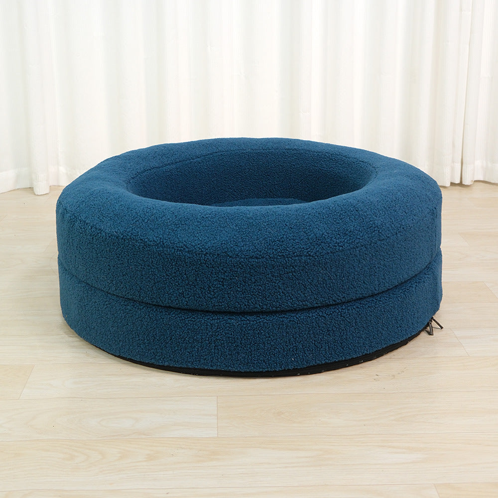 Solid Color Leisure Pet Round Bed Nest: The Perfect Retreat for Your Feline Friend